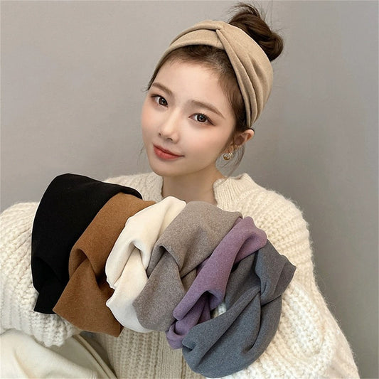 Wide-brimmed face-washing headband for daily wear in autumn and winter