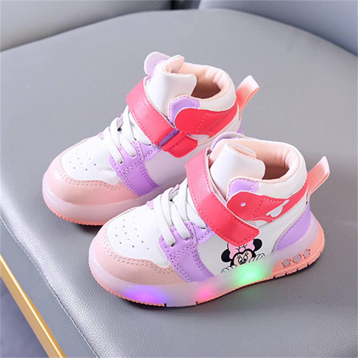 Children's Mickey and Minnie cartoon pattern luminous sneakers