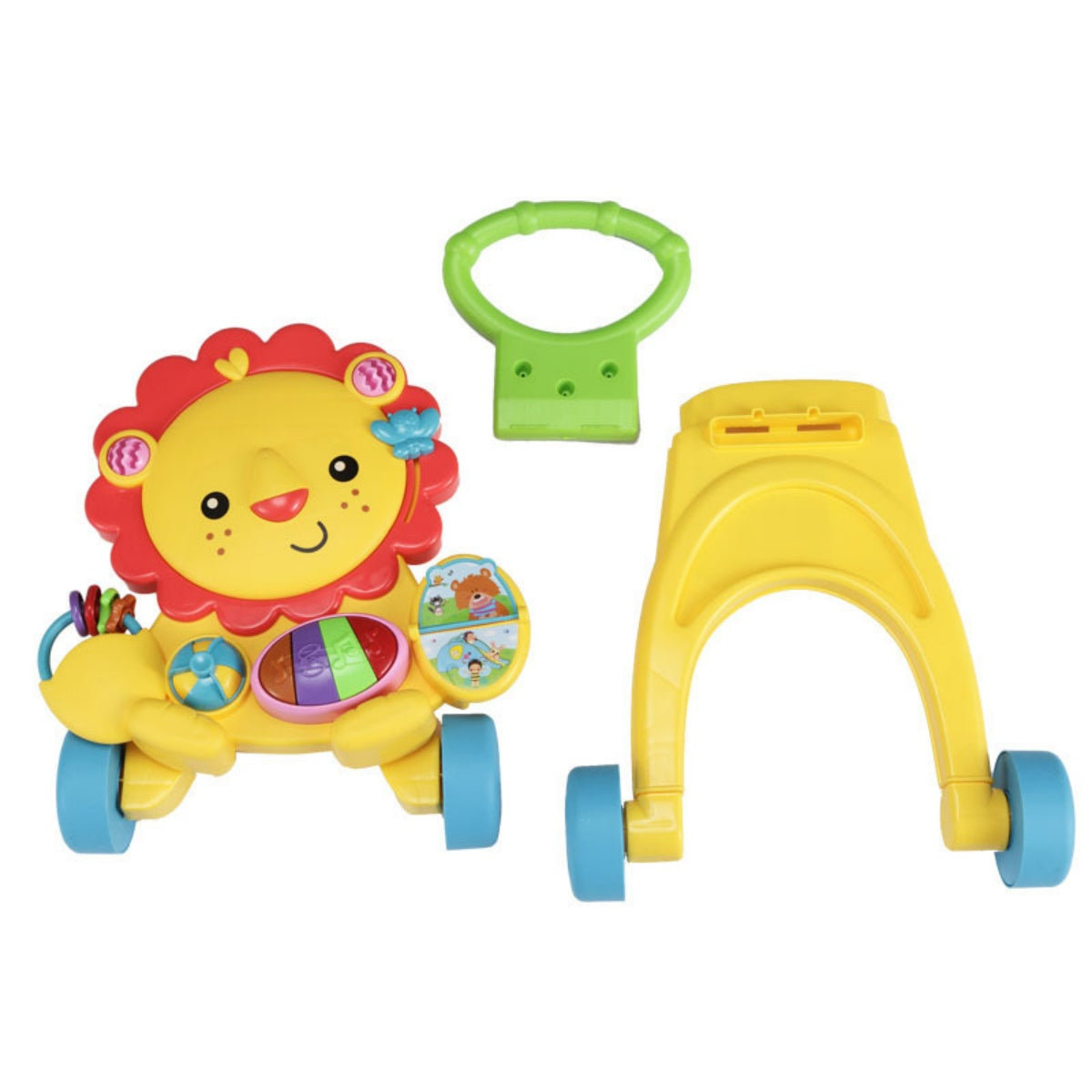 2-in-1 Musical Piano Lion Baby Push Walker with Interactive Activity Toys