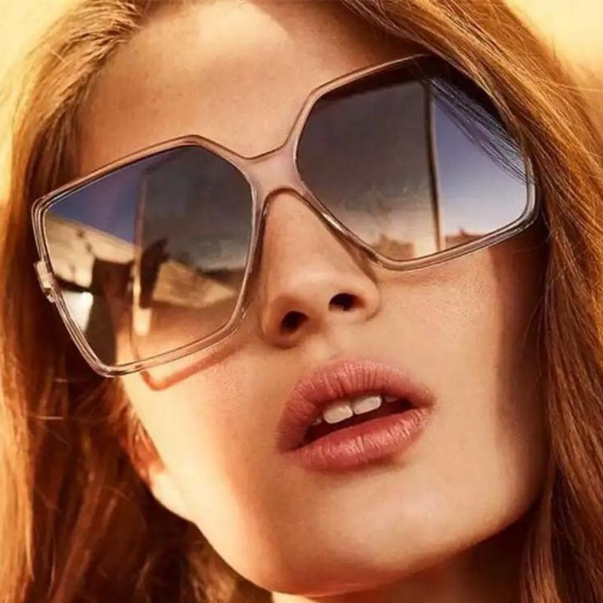 New trend ins large frame sunglasses men's square frame retro glasses metal hinge sunglasses women