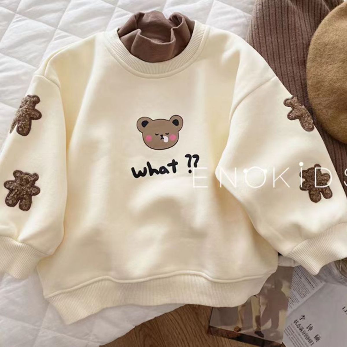 Autumn and winter boys and girls long-sleeved half-high collar thickened sweatshirt