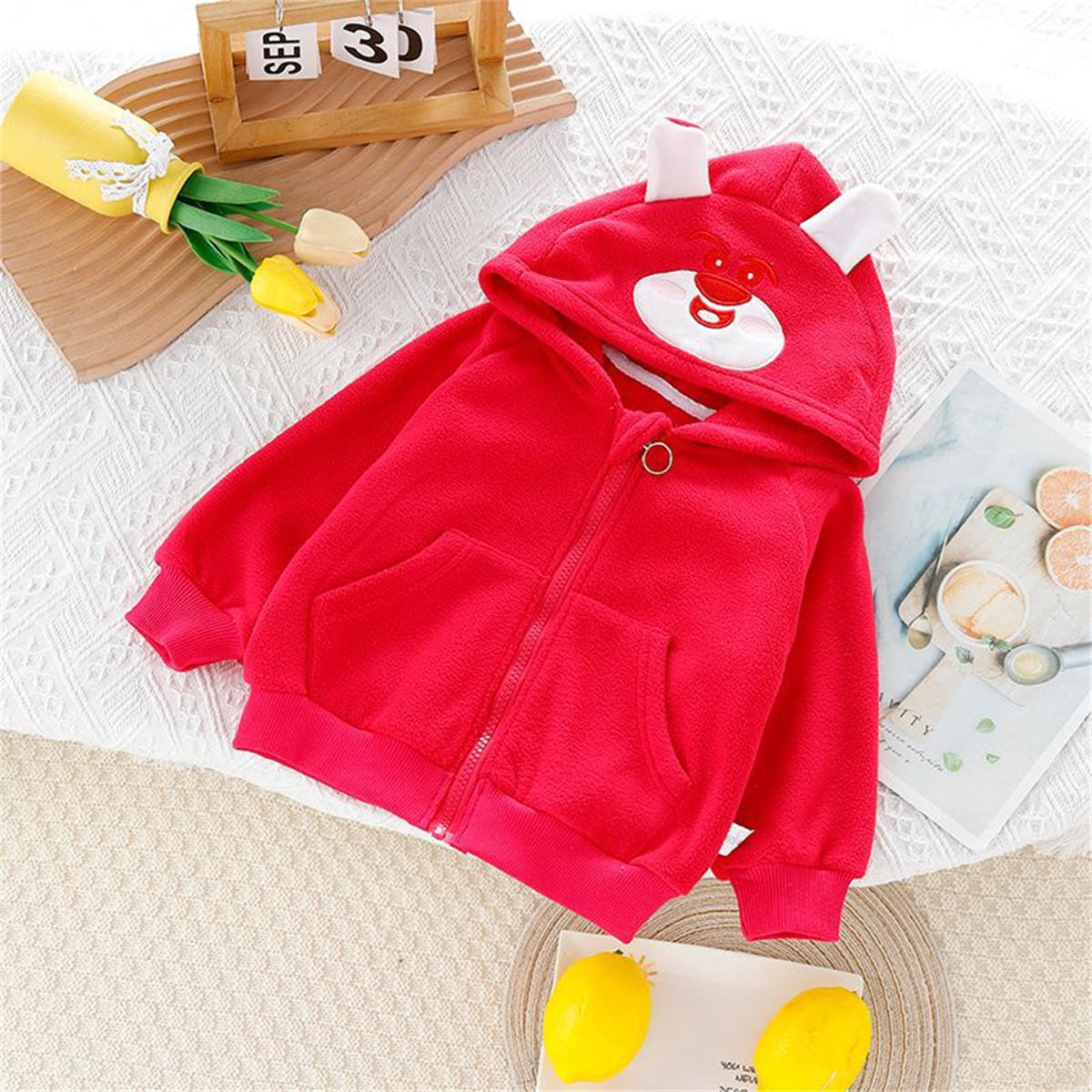 Boys and girls baby cartoon hooded tops