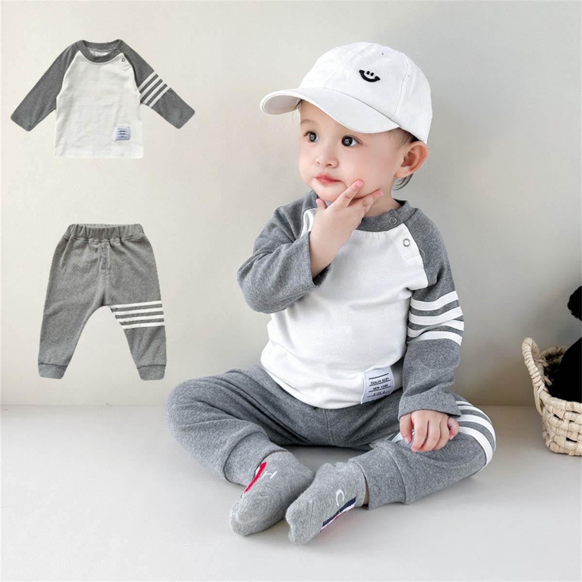 baby boy spring and autumn color matching suit