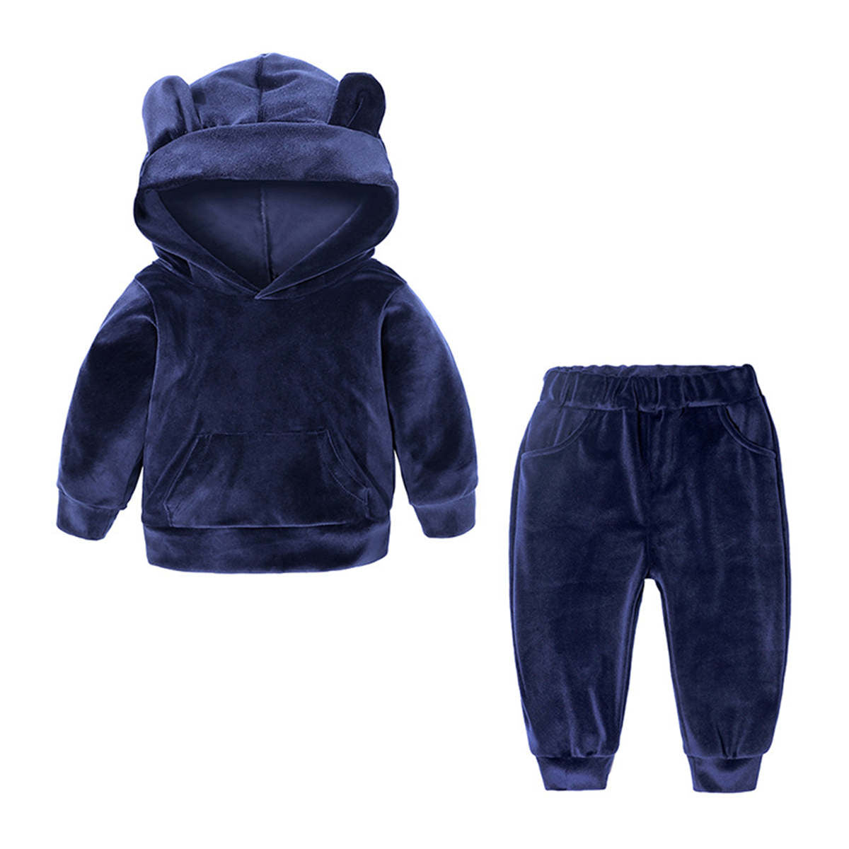 Baby autumn sweatshirt two piece set gold velvet sportswear