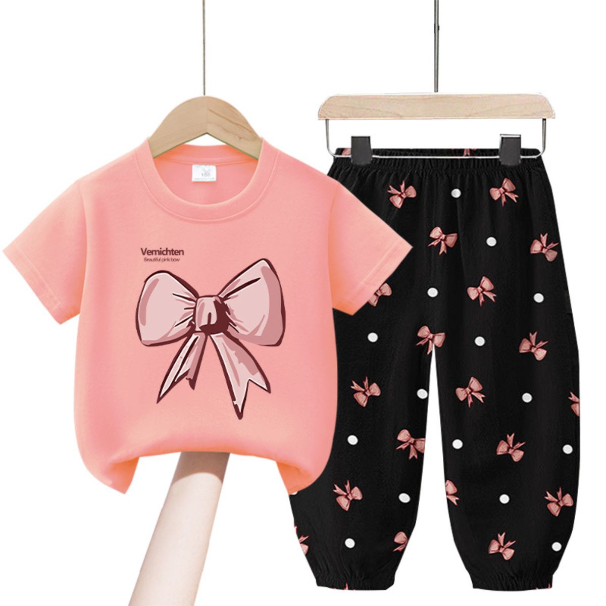 Girls suits summer little girls clothes children's short-sleeved suits casual fashion