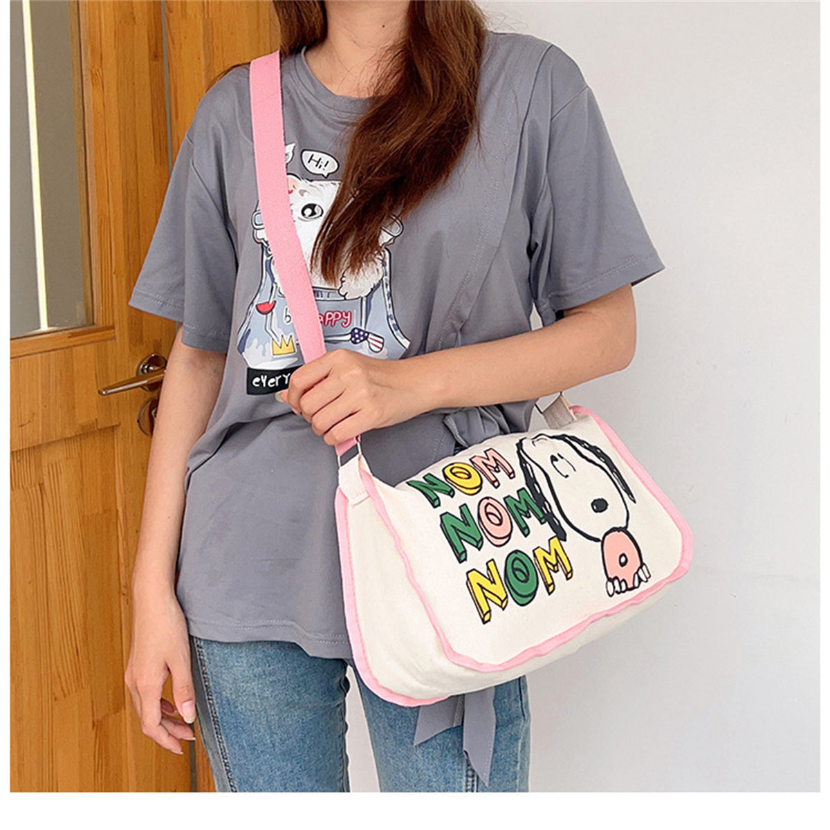 Children's canvas bag Snoopy shoulder bag casual student style printed cartoon bag