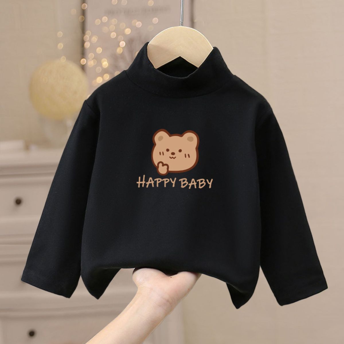 Children's winter German fleece thermal underwear bottoming shirt girls autumn clothes single tops small and medium children half high collar baby