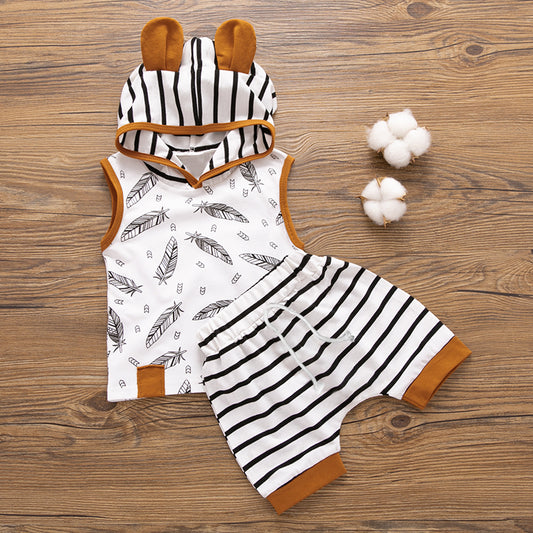 New Kidswear Summer Stripe Printed Set