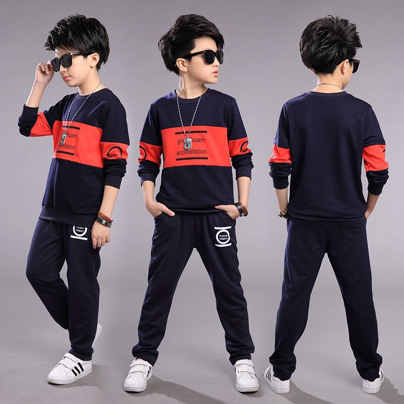 Children's long-sleeved T-shirt boy's clothing two-piece set