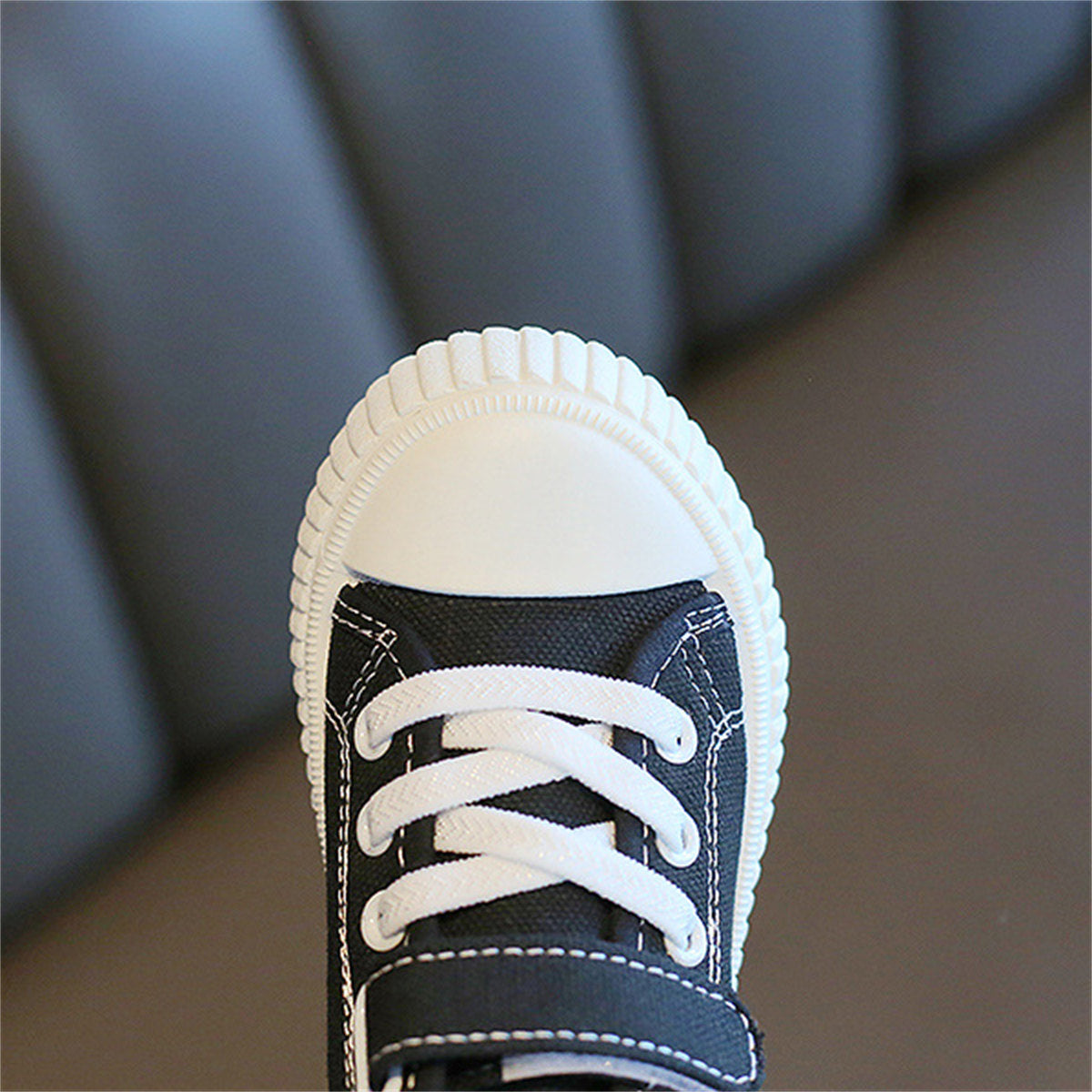 Children's and boys' spring and autumn pure color simple casual style Velcro high-top canvas shoes