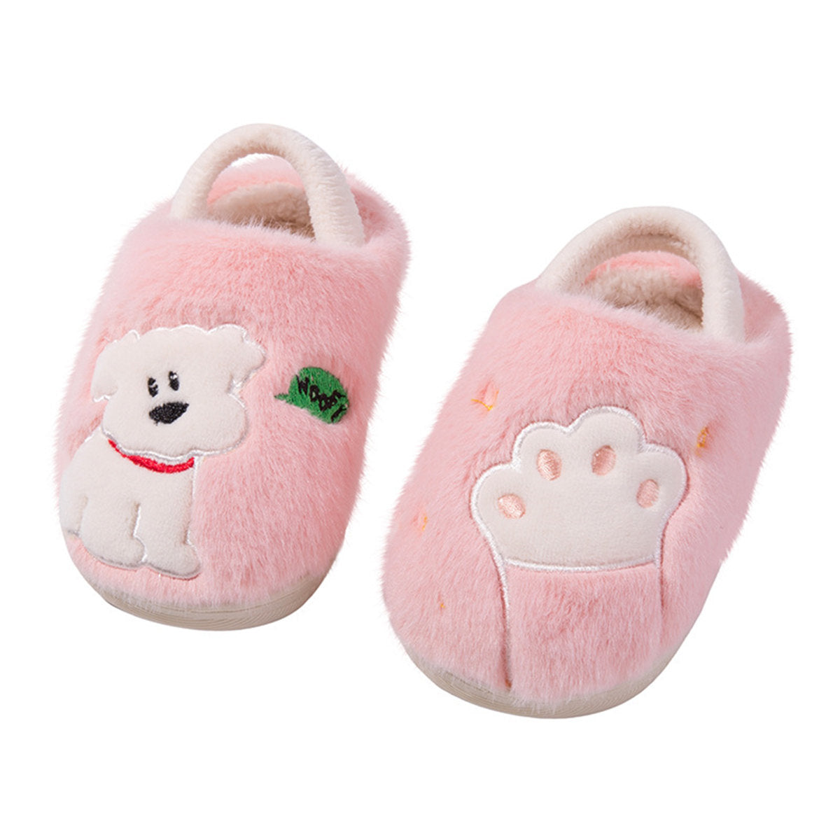 Children's autumn and winter cute cartoon style warm and non-slip cotton slippers with toe cap