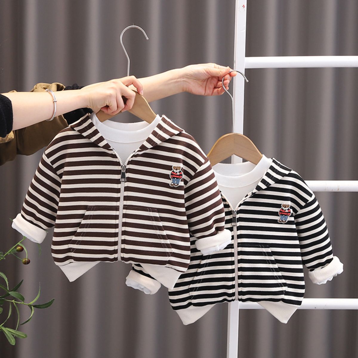 Baby cardigan striped coat boys and girls autumn new jackets small and medium children's versatile tops