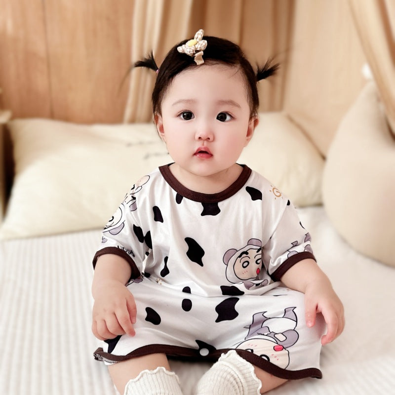 Summer cartoon children baby one-piece pajamas home clothes