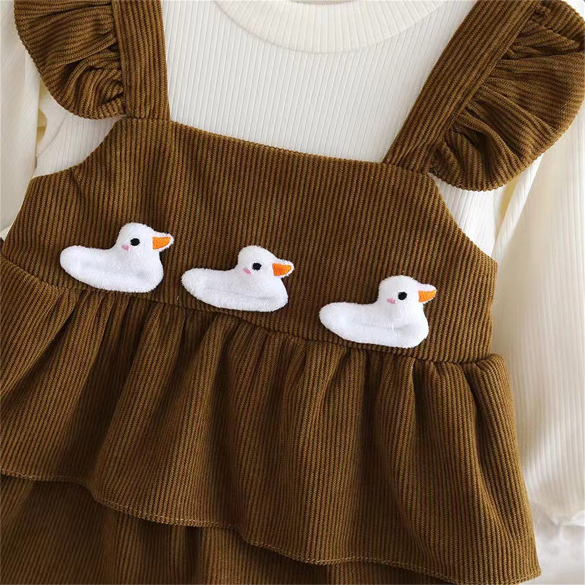 Baby fake two-piece long-sleeved stitching skirt girl dress spring and autumn new children's princess skirt