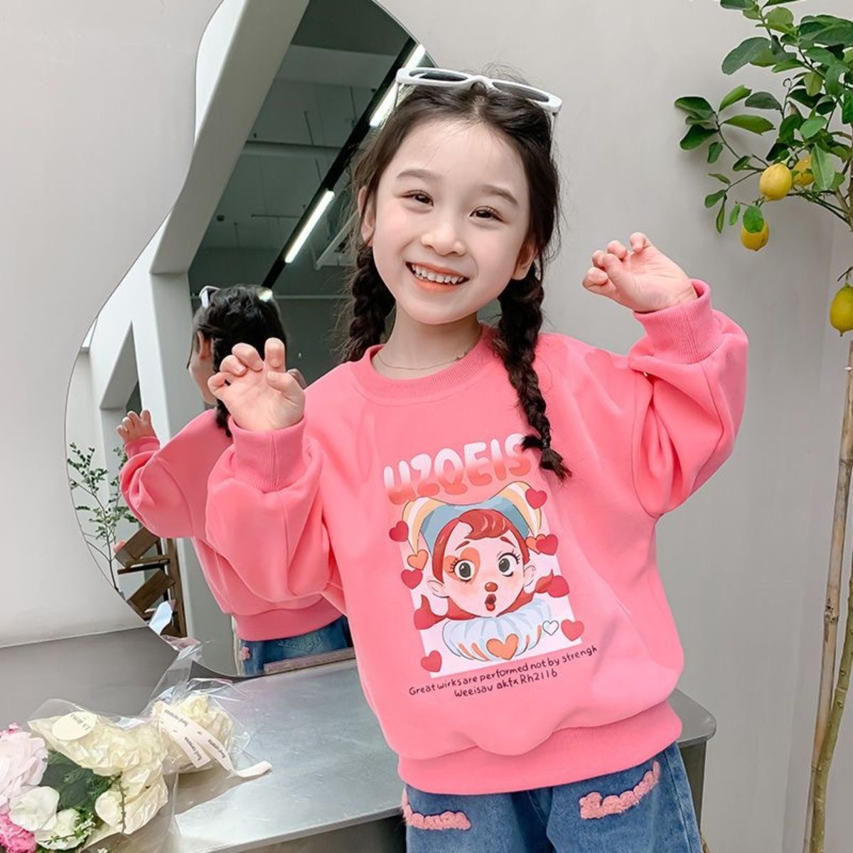 Girls sweatshirt spring and autumn new style little girl spring casual long-sleeved top baby spring clothes