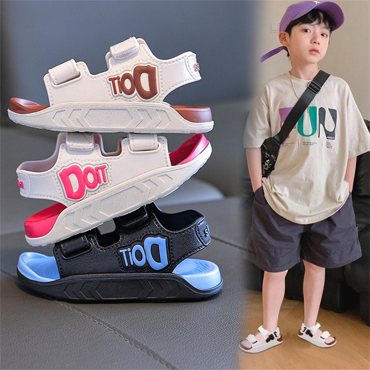 Children's Alphabet Soft Velcro Casual Sandals