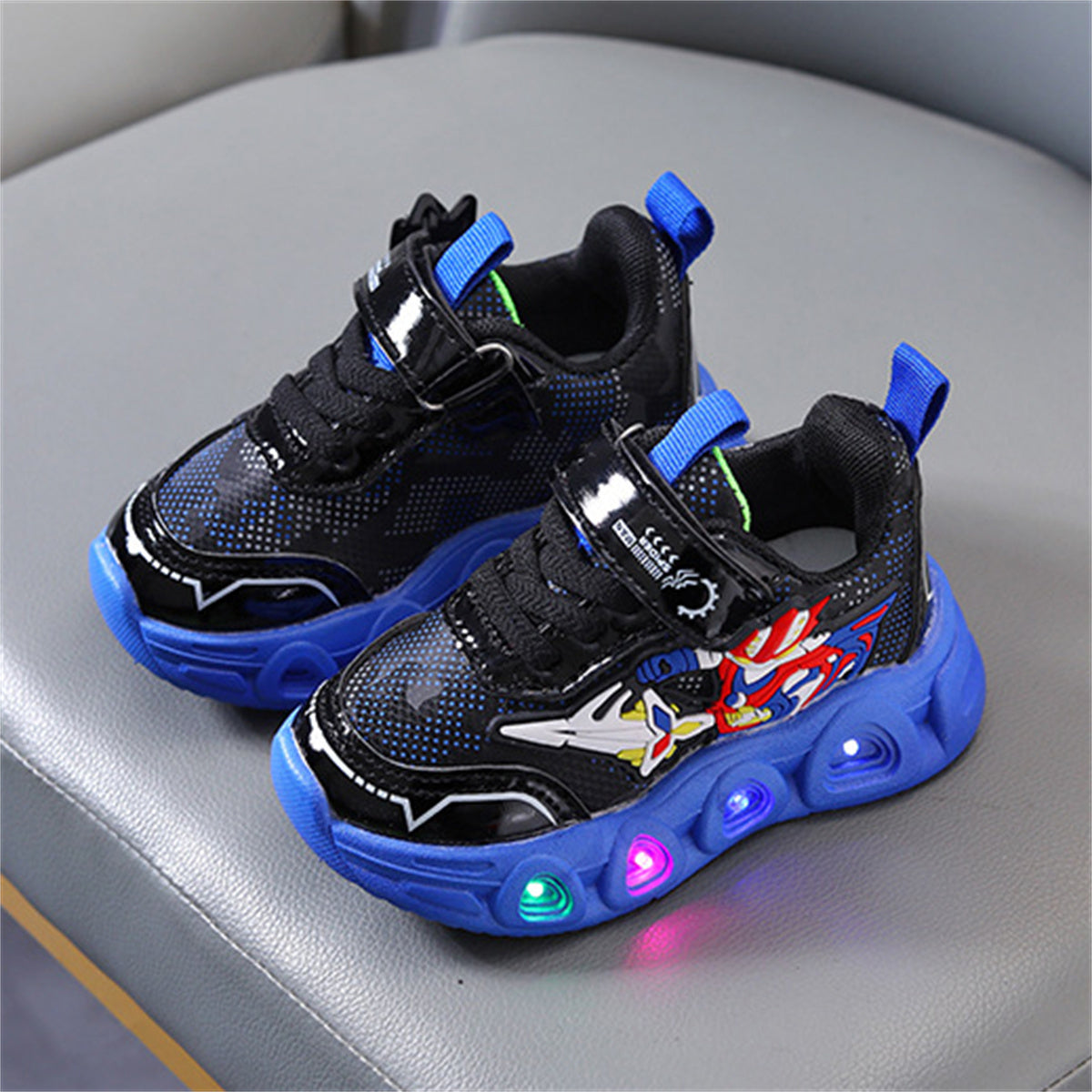 Children's leather Spider-Man LED light-up sneakers