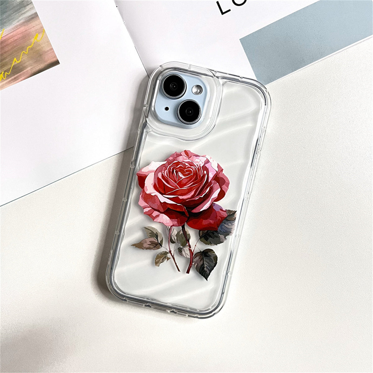 Apple transparent soft shell water ripple elegant ladies rose mobile phone case