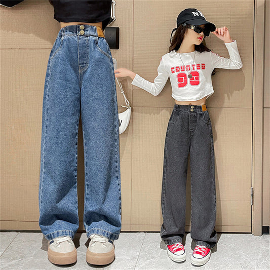 Girls' loose straight pants autumn style jeans