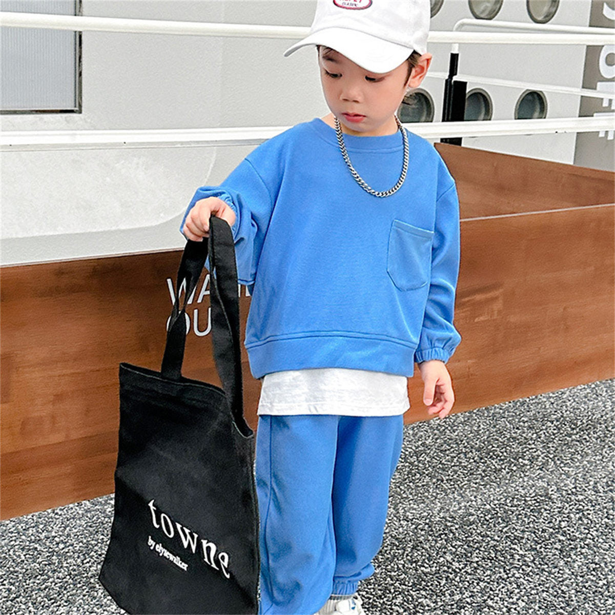 Children's sweater suit autumn style baby boy long sleeve long pants sportswear girl fake two piece sweater suit