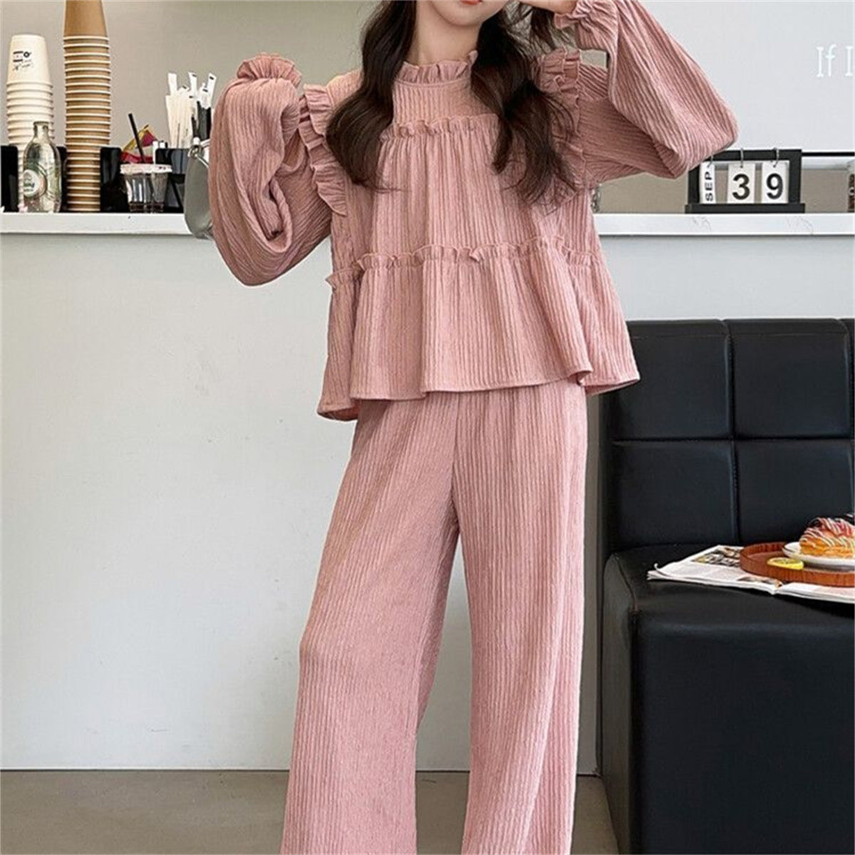 Solid color elegant fashion casual children's two-piece suit