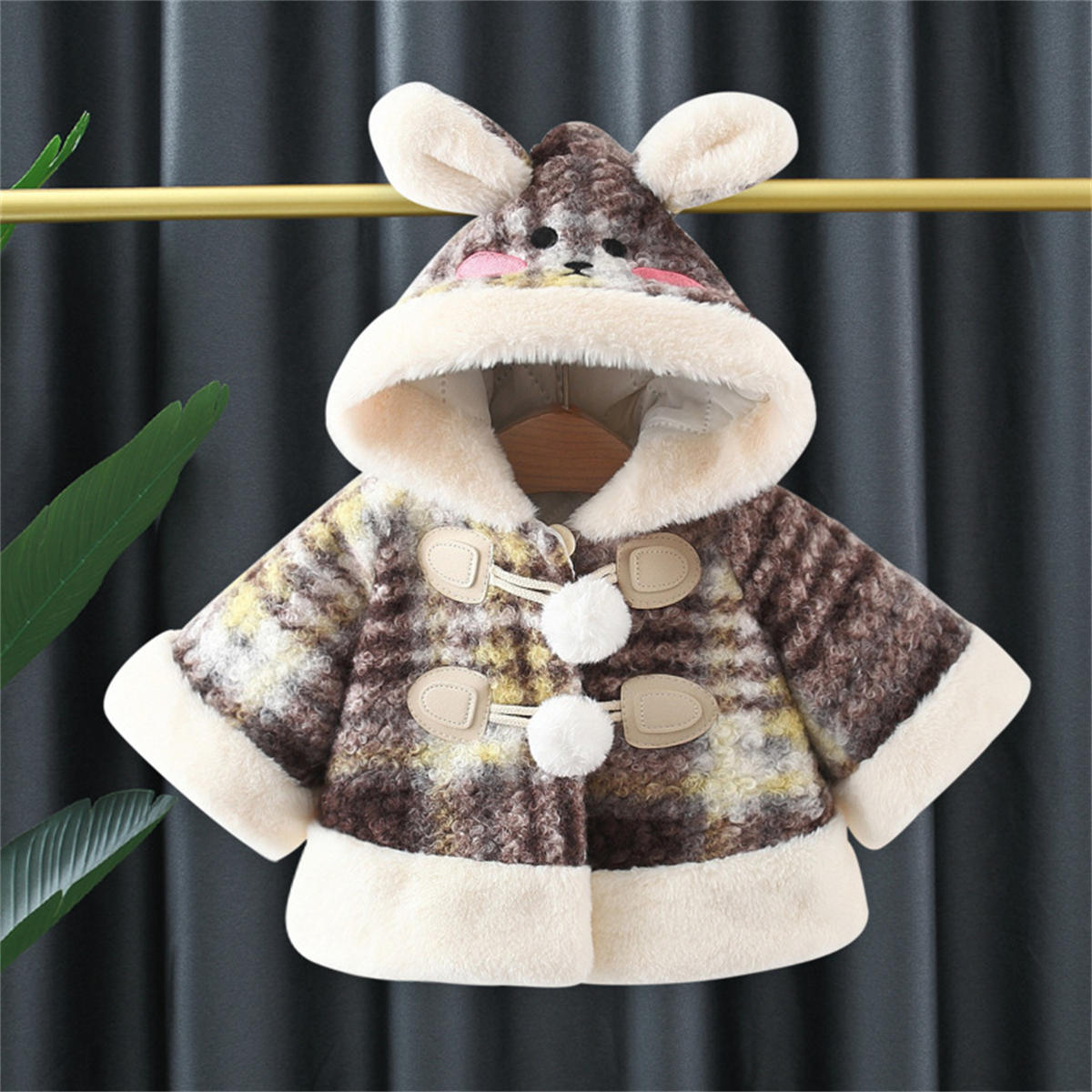 Baby cape autumn and winter plaid woolen coat