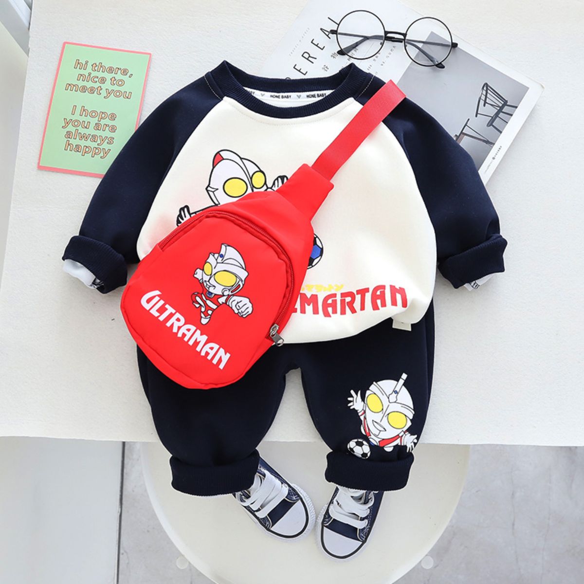 Boys sweater suit autumn children&#39;s sports children&#39;s clothing street fashion autumn backpack spring and autumn style