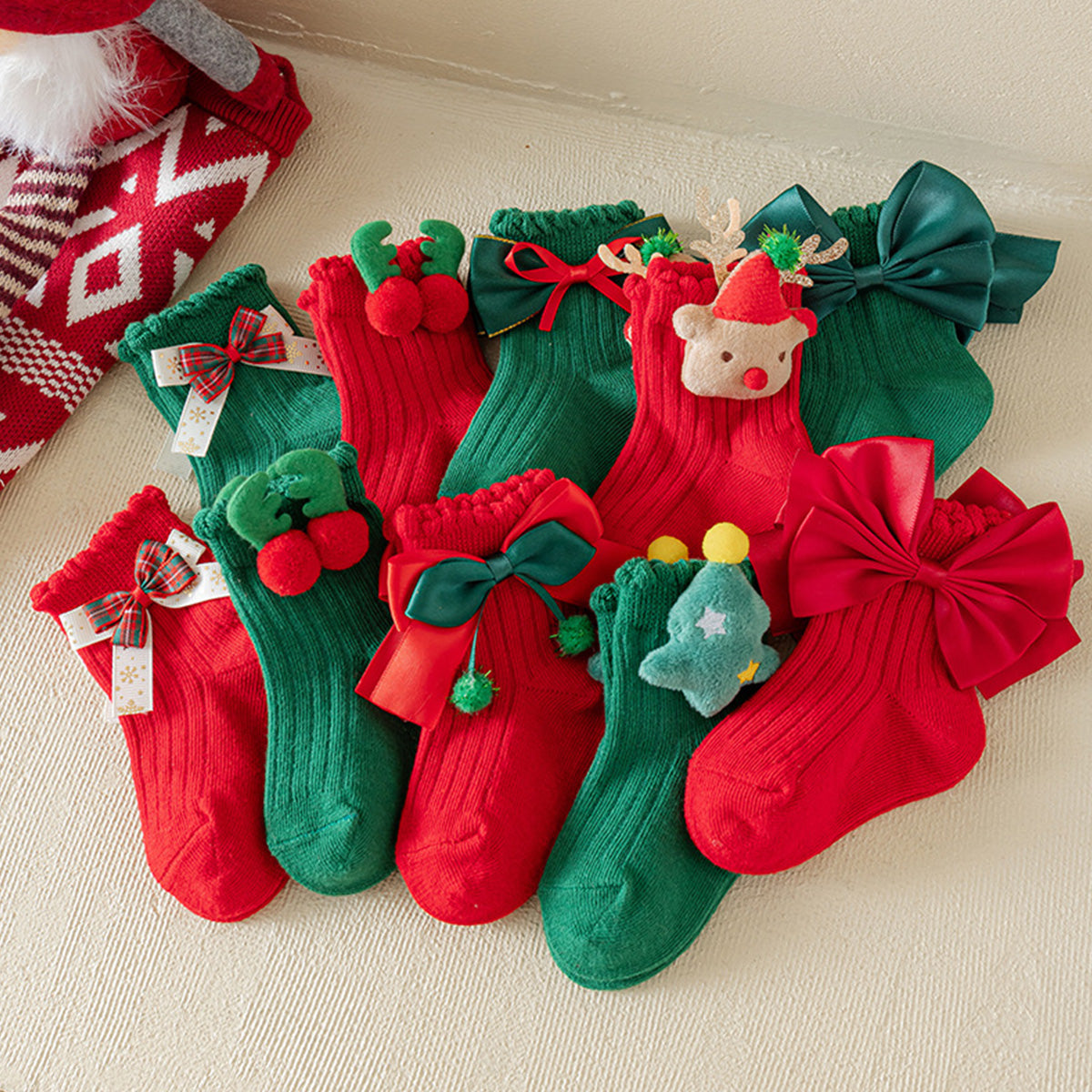 Children's Elk Christmas Socks 5-Pack