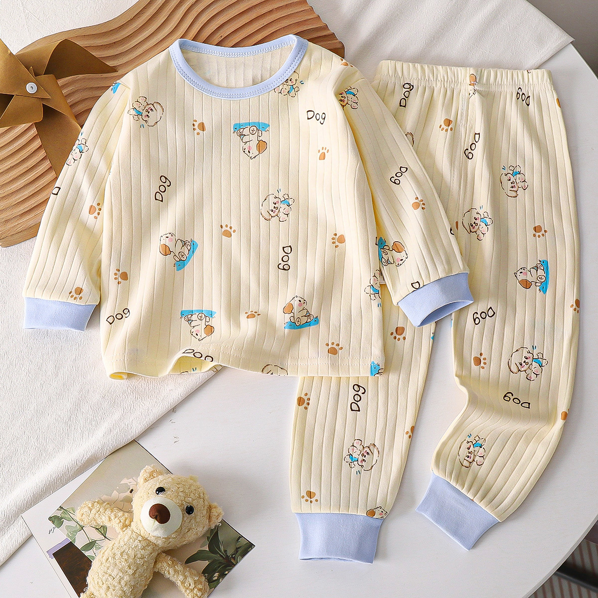 Boys cute light-colored home wear pure cotton pajamas set