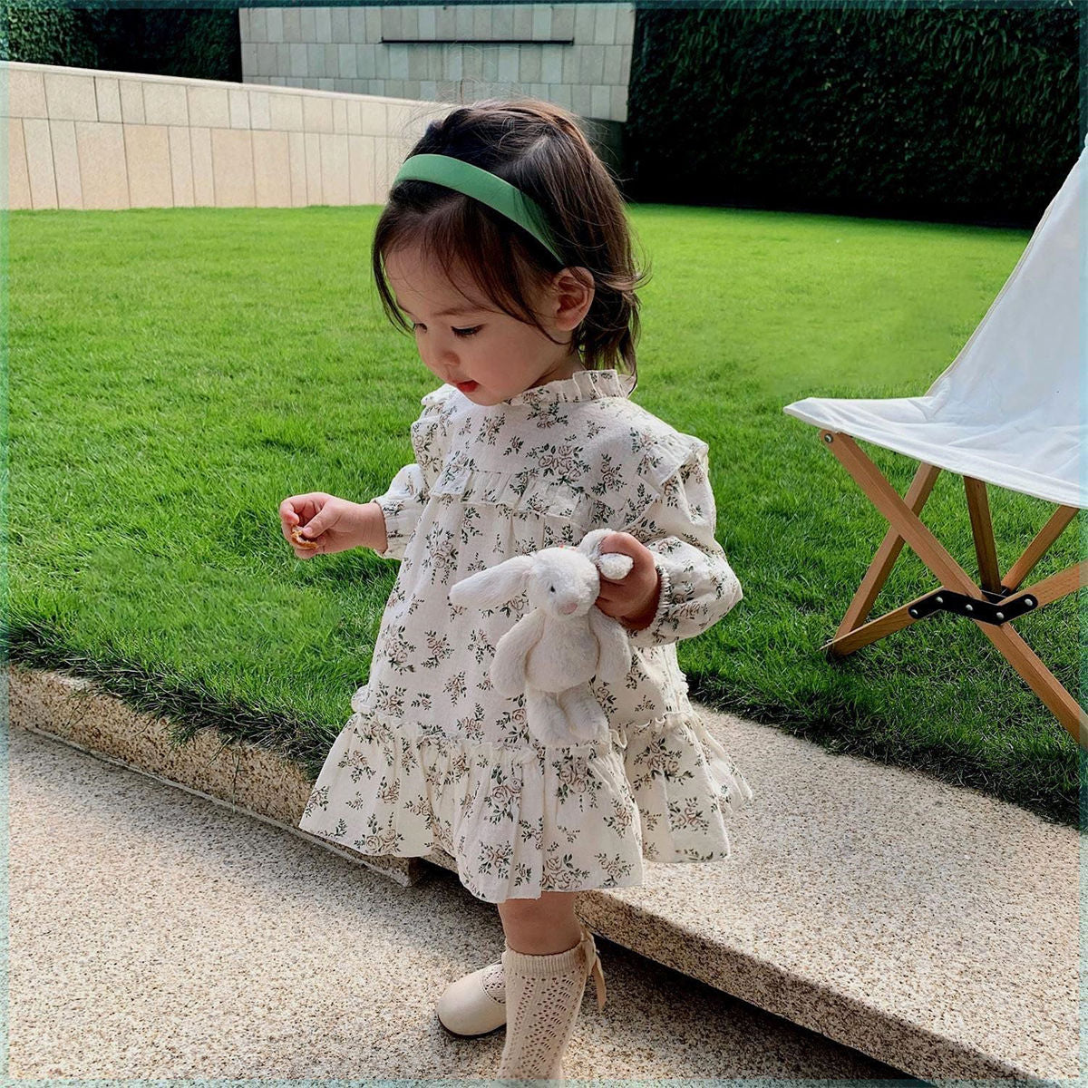 Baby girl spring and autumn floral long sleeve princess dress