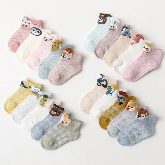 Children's 5-pack animal mesh socks