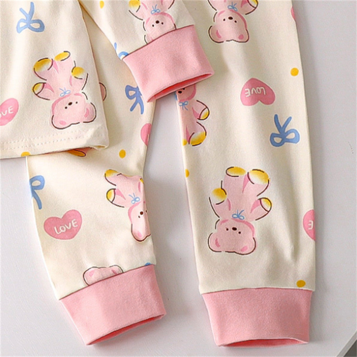 Girls Cute Bear Bow Pajamas Home Clothes Set