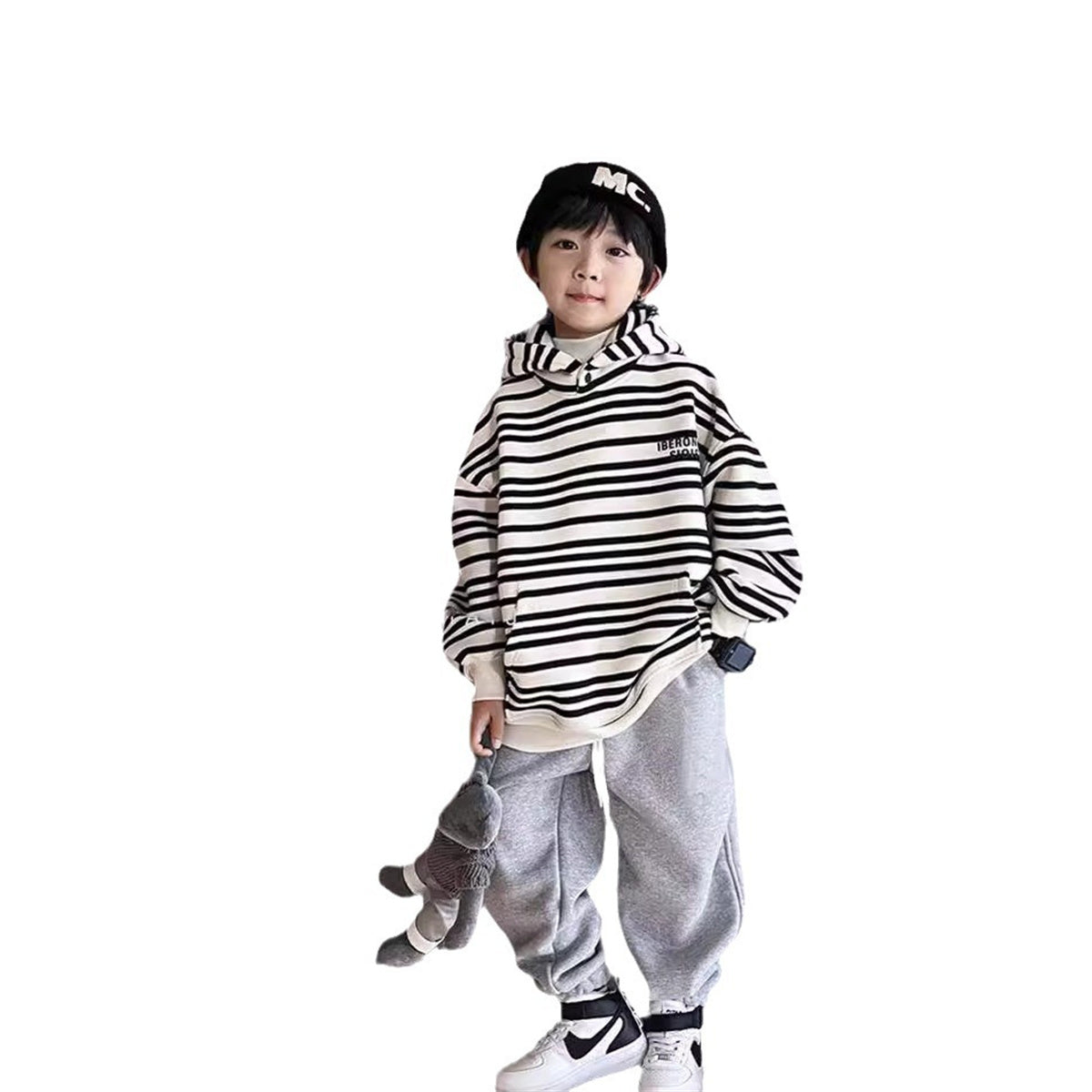 Boys' Sports High Fashion Striped Sweatshirt Set