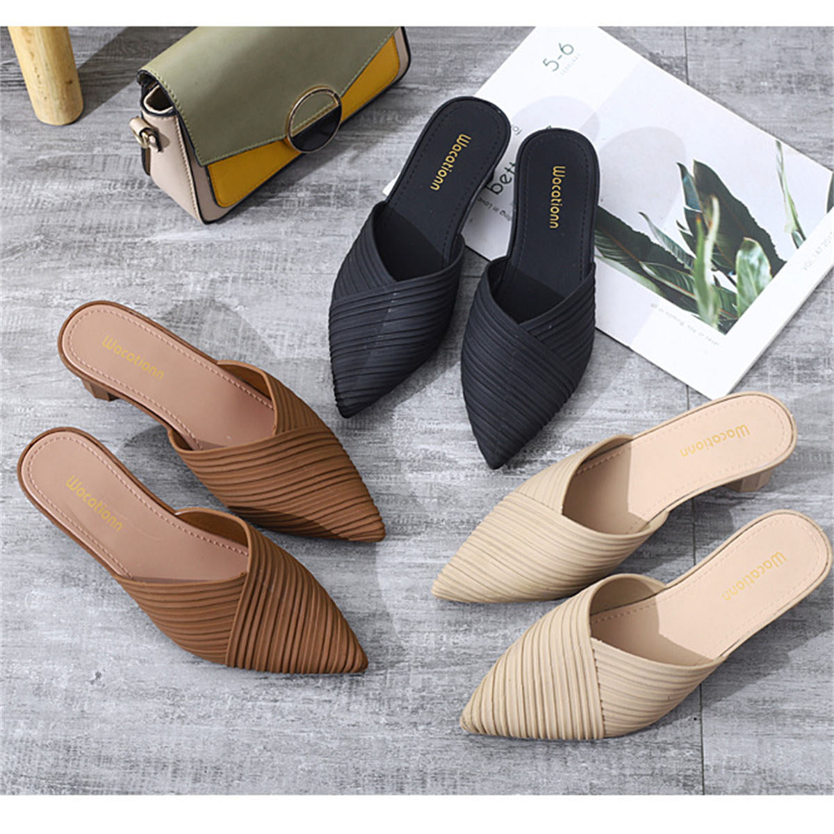 Pointed toe wedge heel casual slippers for women jelly sandals thick-soled beach shoes