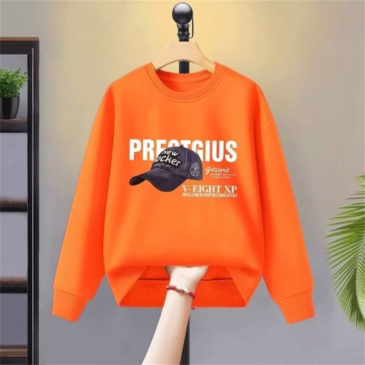 Fashionable all-match round neck sweatshirt