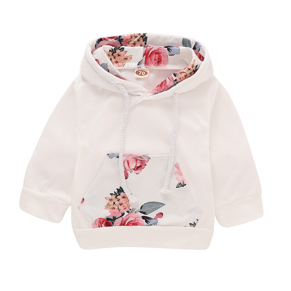 Baby Floral Printed Long-sleeve Hoodie & Pants With Headband