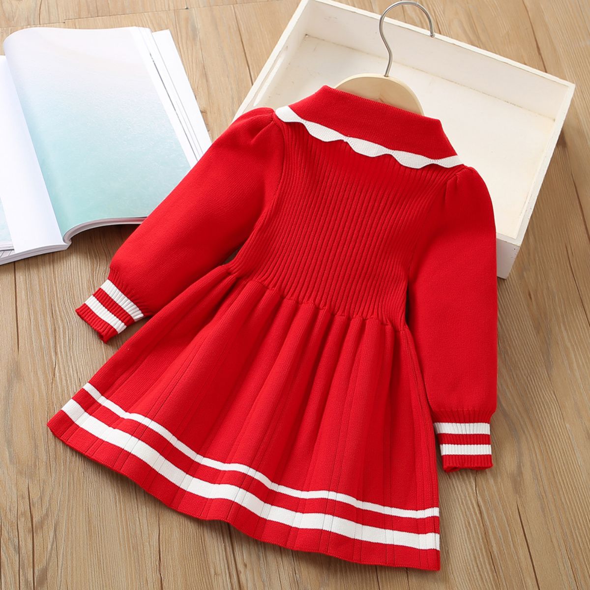 Girls sweater dress autumn and winter new style girls knitted fashionable sweet princess dress