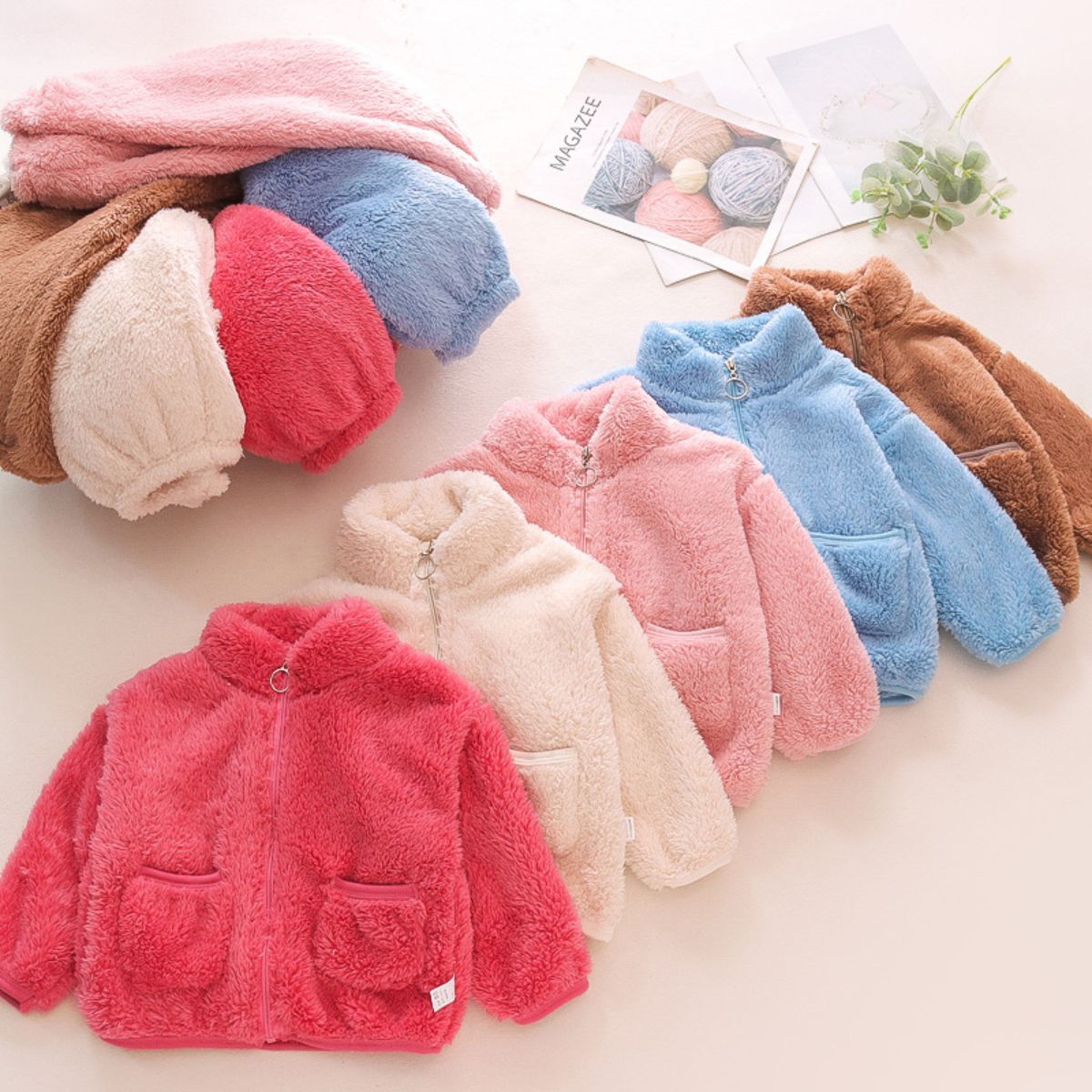 Autumn and winter boys and girls fleece home wear suits