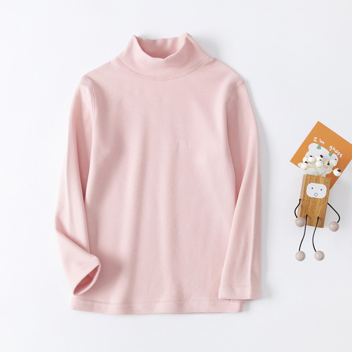 Girls autumn and winter velvet bottoming shirt children's half turtleneck long-sleeved T-shirt