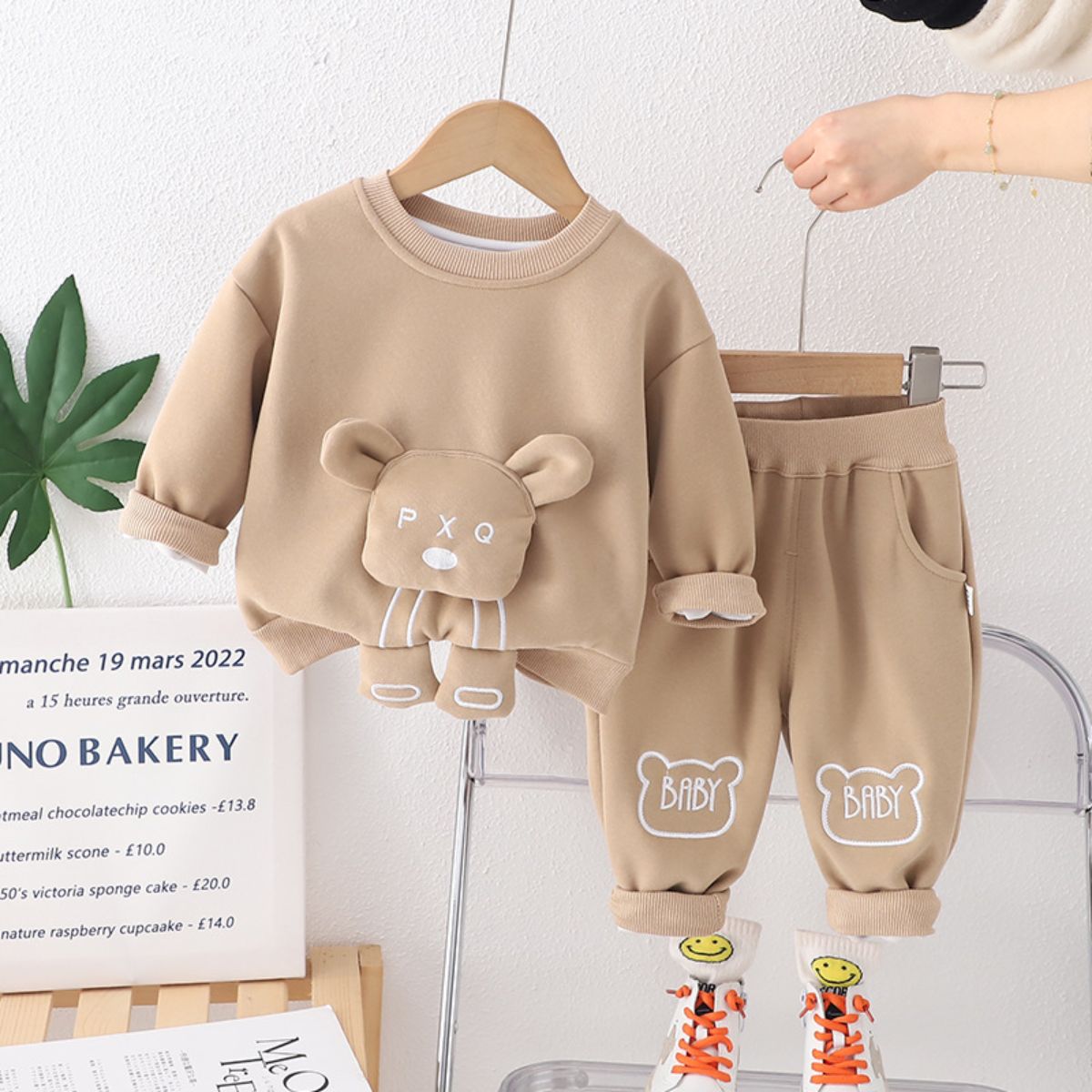 Boys' 3D bear sweatshirt suit