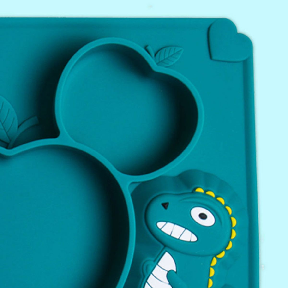 Cute food grade apple dinosaur children&#39;s silicone dinner plate