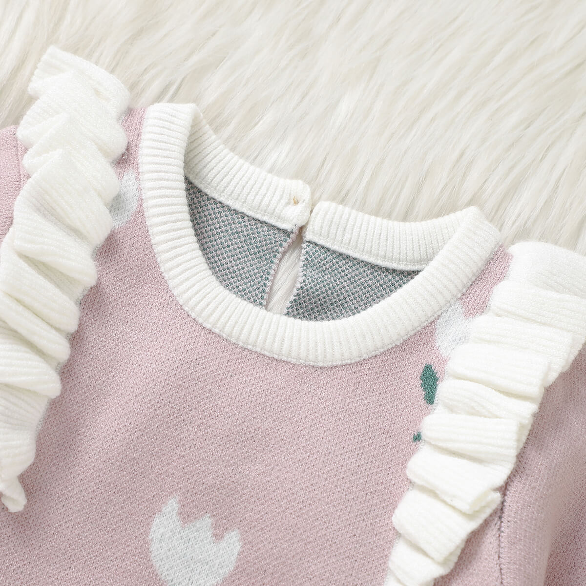 Baby autumn and winter long-sleeved tulip jacquard knitted long-legged romper