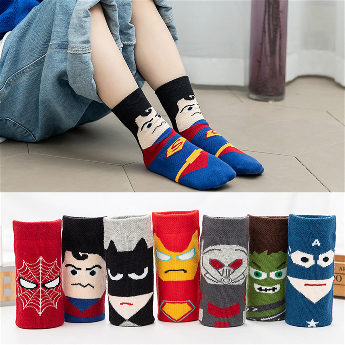 Children's Marvel cartoon character socks