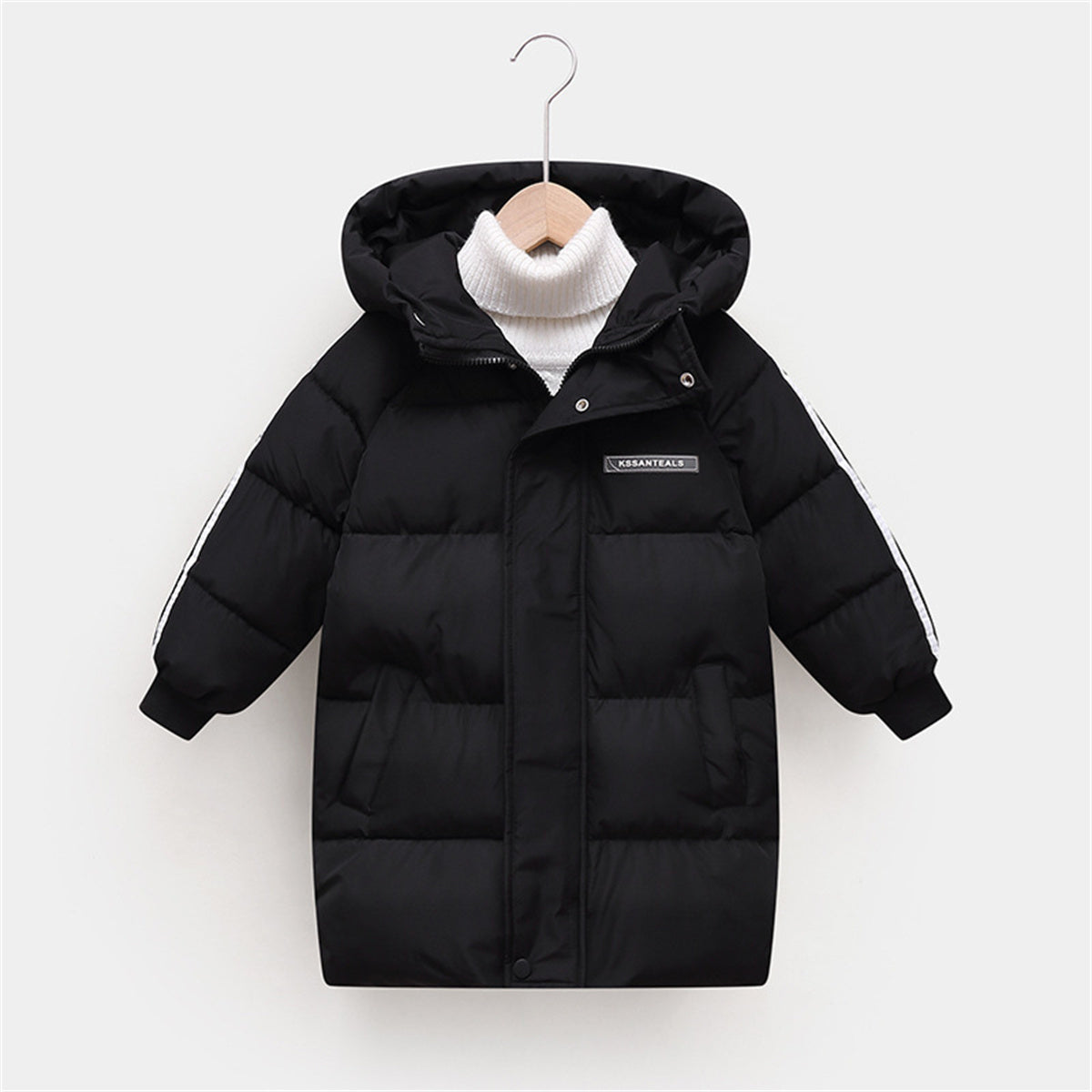 Children's mid-length cotton coat, boys' long thick coat