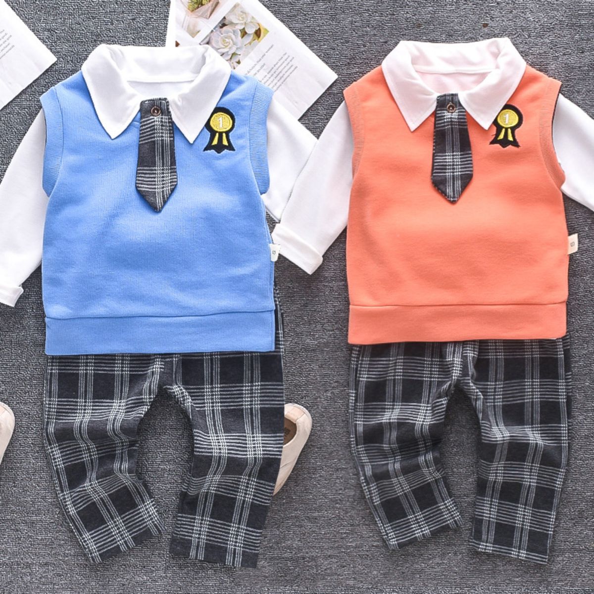 Baby boy autumn suit children's new style girls spring and autumn boys sports three-piece suit