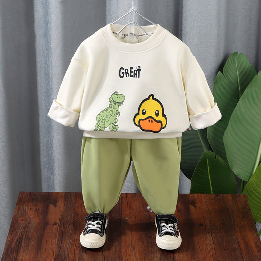 Children's sweatshirt and sweatpants suits for boys and girls in spring and autumn, loose and casual autumn clothes for children