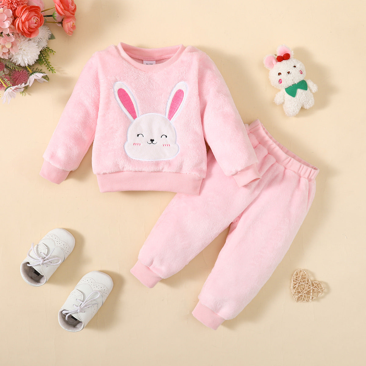 Bunny embroidered plush suit