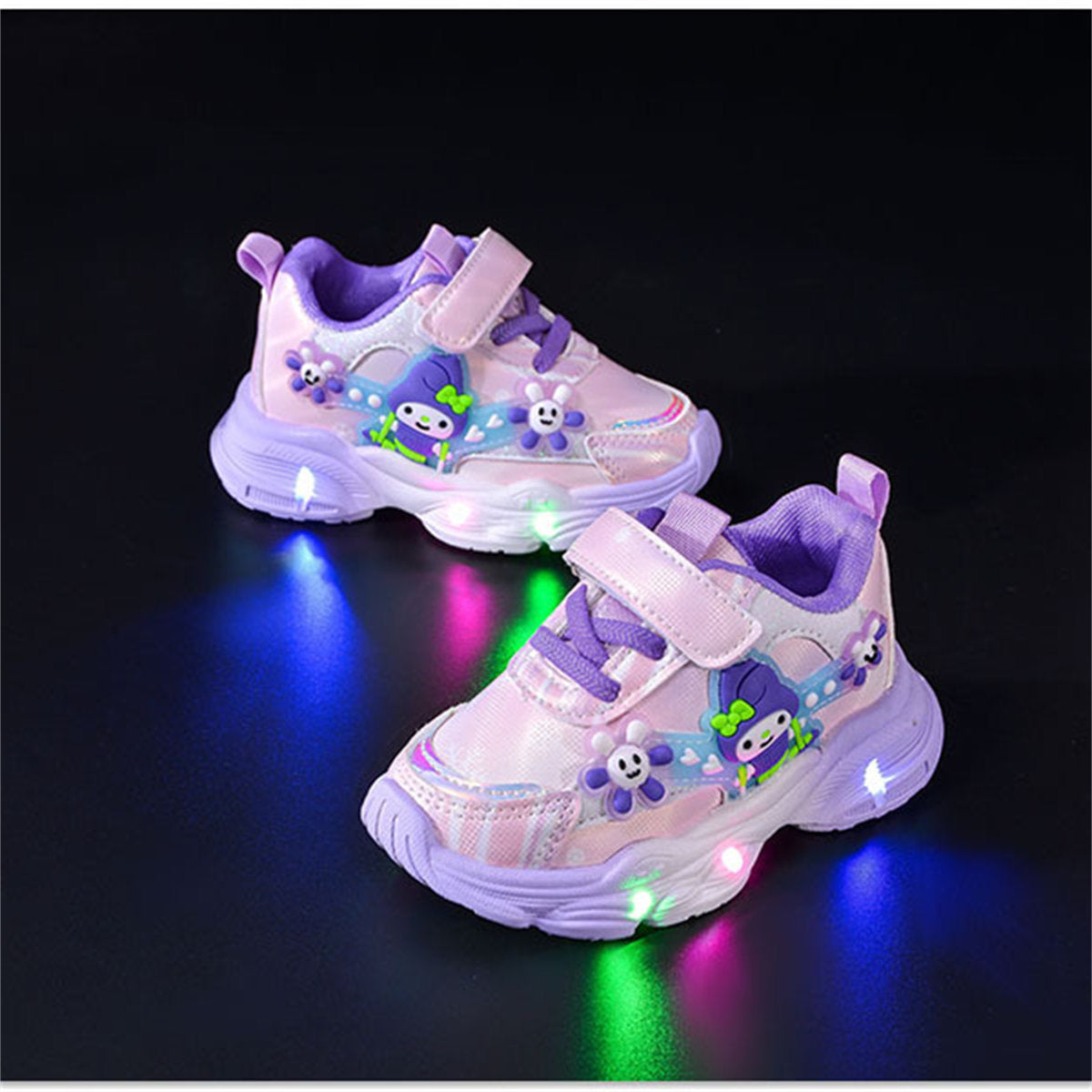 Children's girls' Sanrio cute cartoon style soft sole breathable luminous LED sports shoes