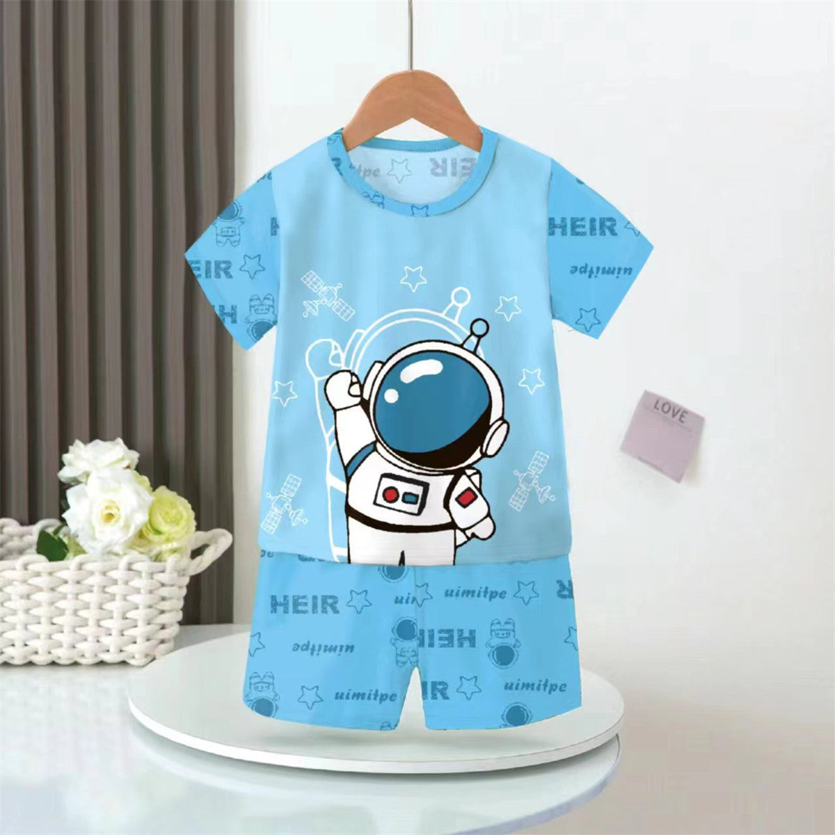 Boys cartoon short-sleeved thin baby children's fashionable casual air-conditioned home clothes set