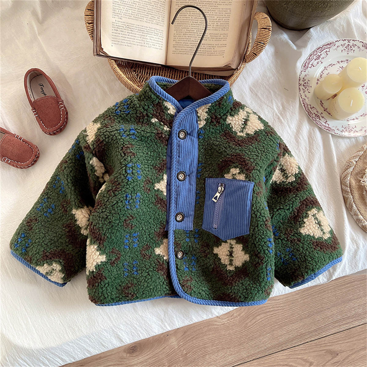 Baby boy's winter warm lambskin cotton clothes